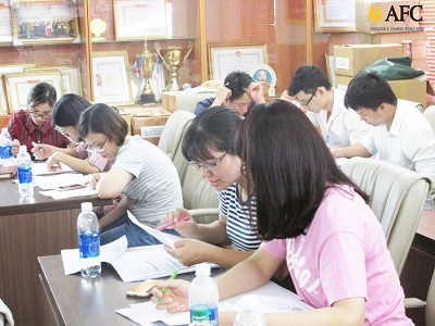 Học vi&ecirc;n tham dự tại chương tr&igrave;nh đ&agrave;o tạo nội bộ Vietcombank